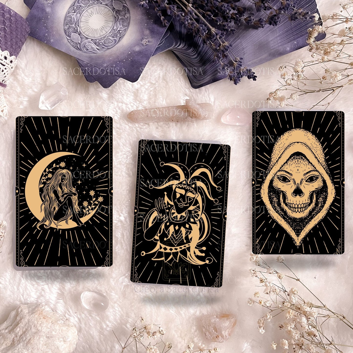 Deck para tarot digital para impressão Black dourado
