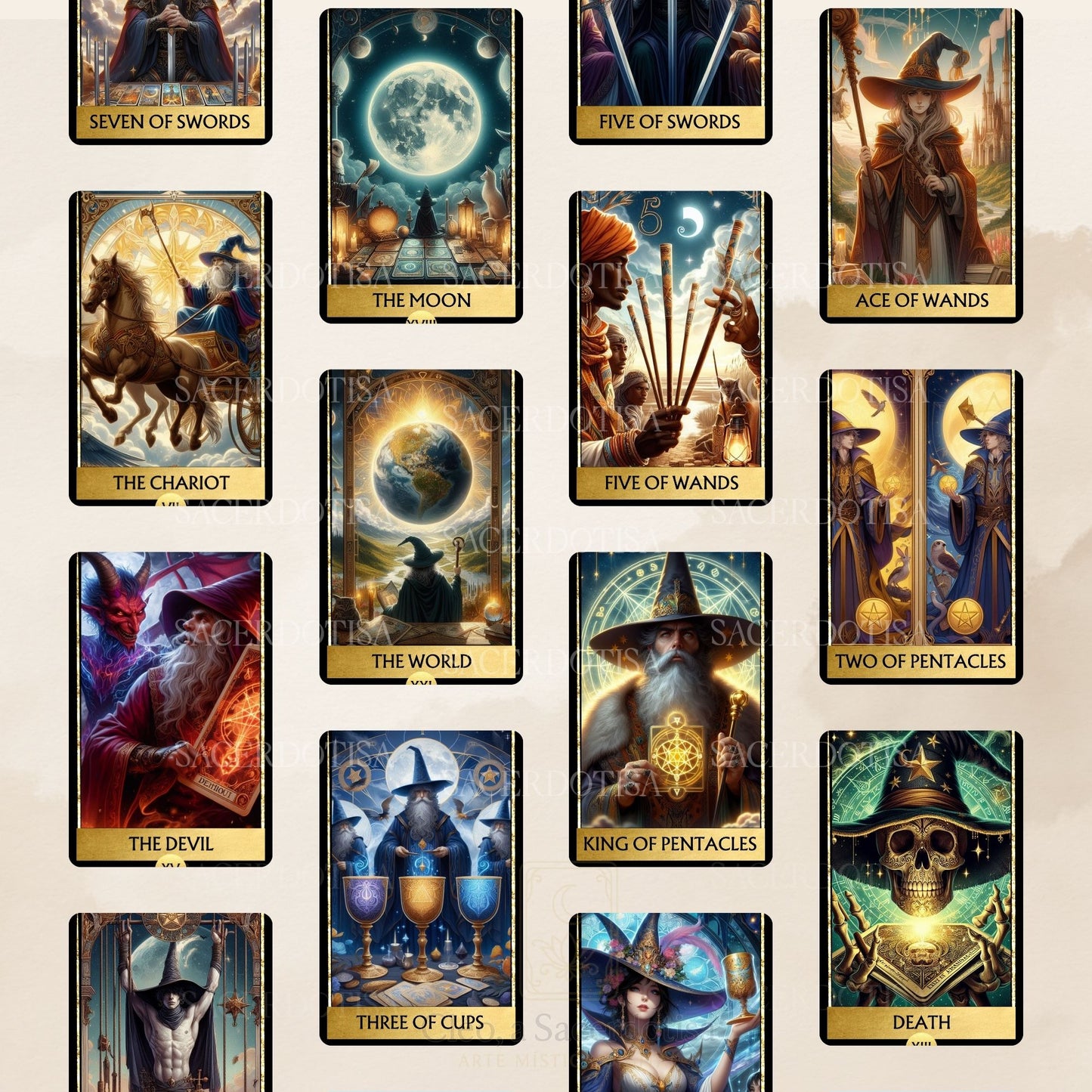 Deck para tarot digital para impressão