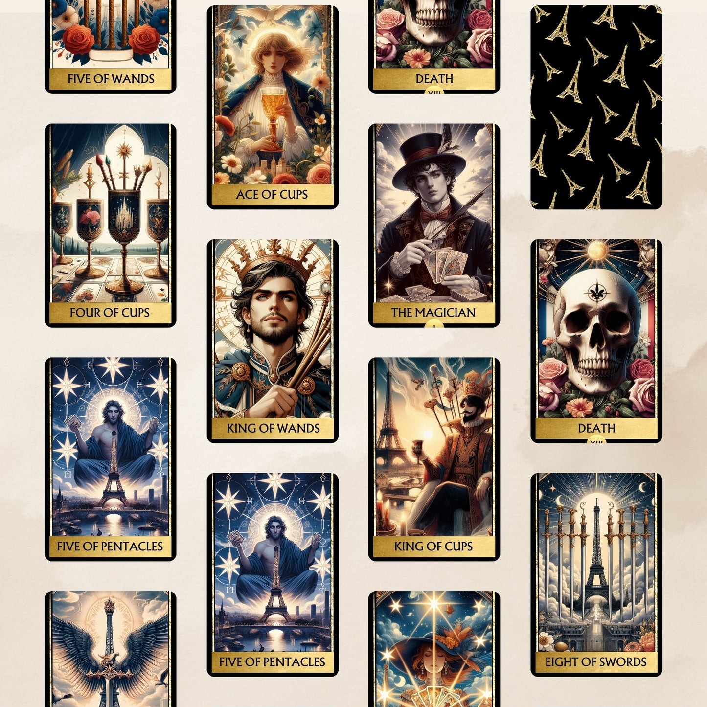 Paris Illustration Tarot Deck Digital 78 cartas
