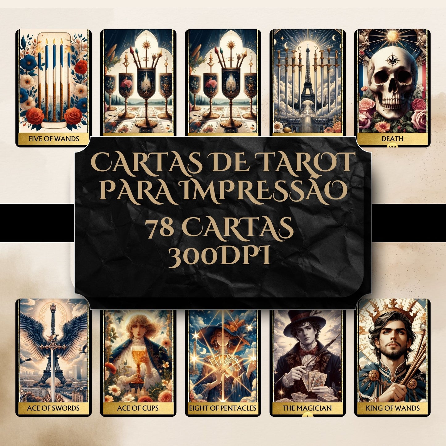 Paris Illustration Tarot Deck Digital 78 cartas