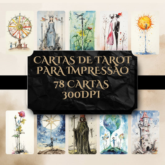 Deck para tarot digital Aquarela efeito  Mão Livre