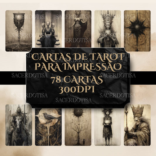 Deck para tarot digital para impressão  Gótico