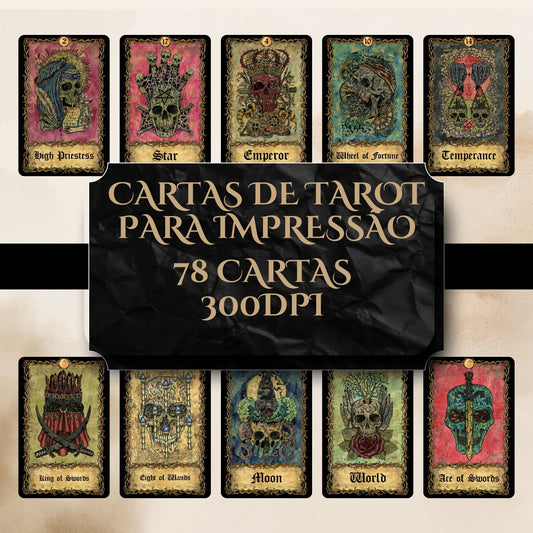 Deck para tarot digital para impressão Eternal Bones Tarot