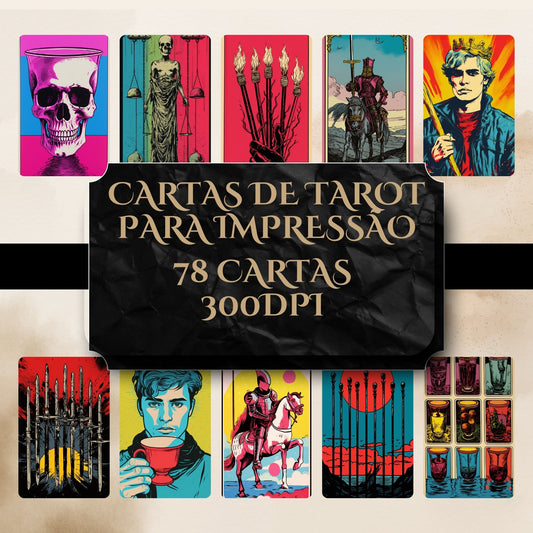 Deck para tarot digital para impressão  Neo Glow Tarot