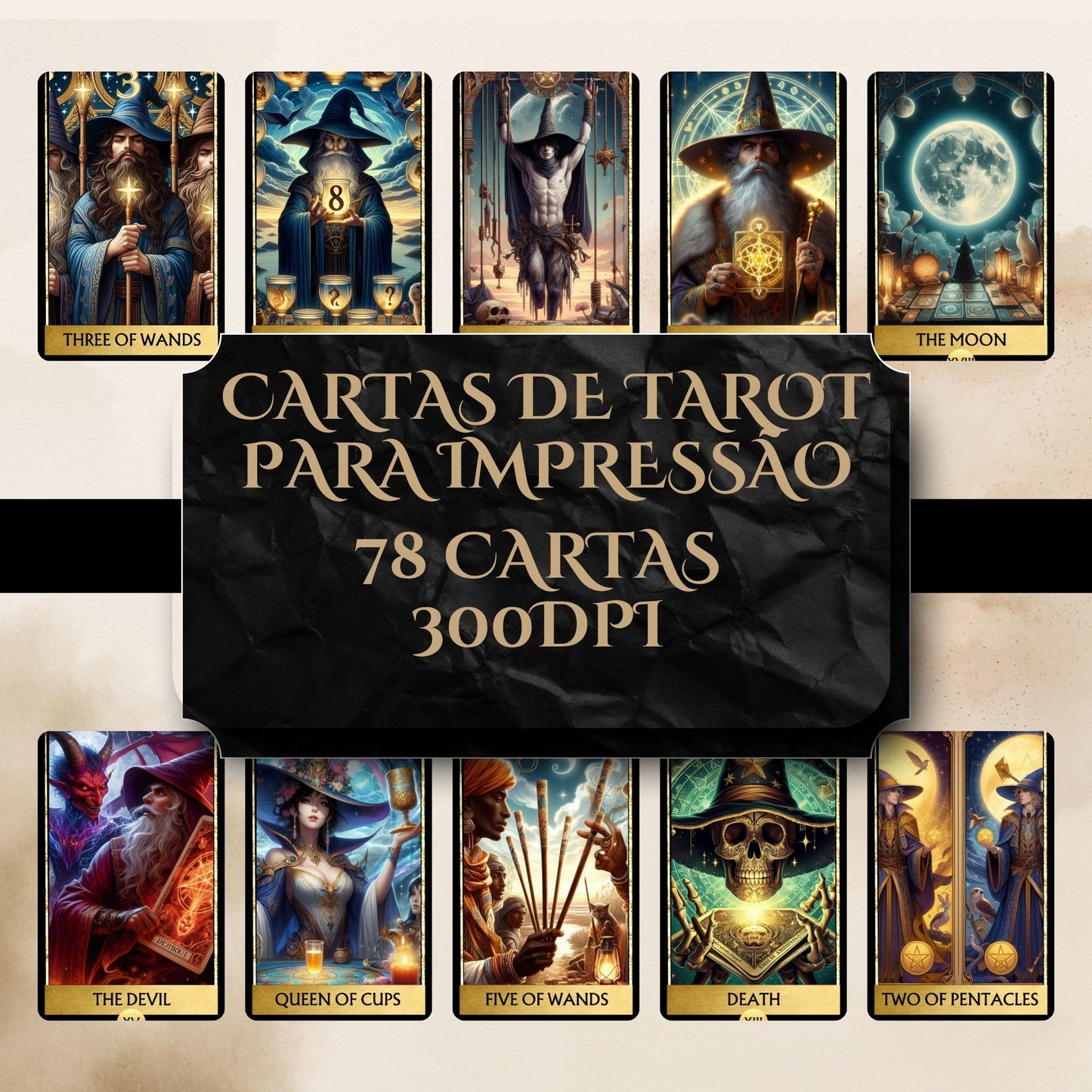 Deck para tarot digital para impressão