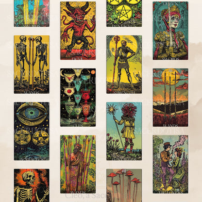 Deck para tarot digital para impressão Trippin