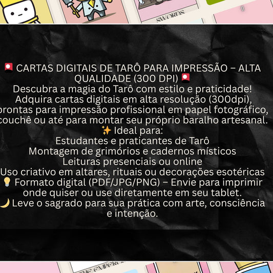 Deck  Kawaii para tarot digital para impressão