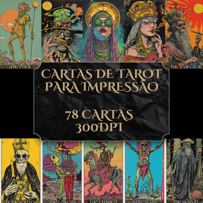Deck para tarot digital para impressão Trippin