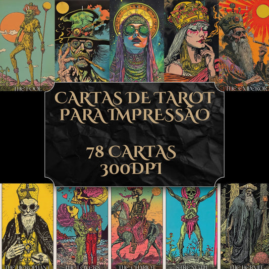 Deck para tarot digital para impressão Trippin